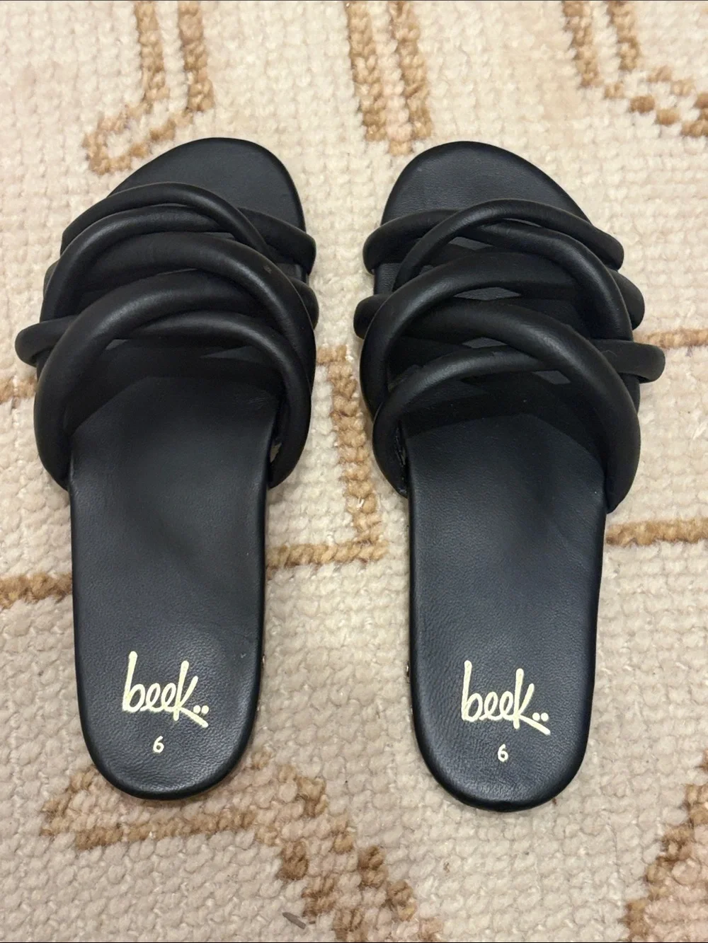 beek Black Braided Multi-Strap Slide Sandals